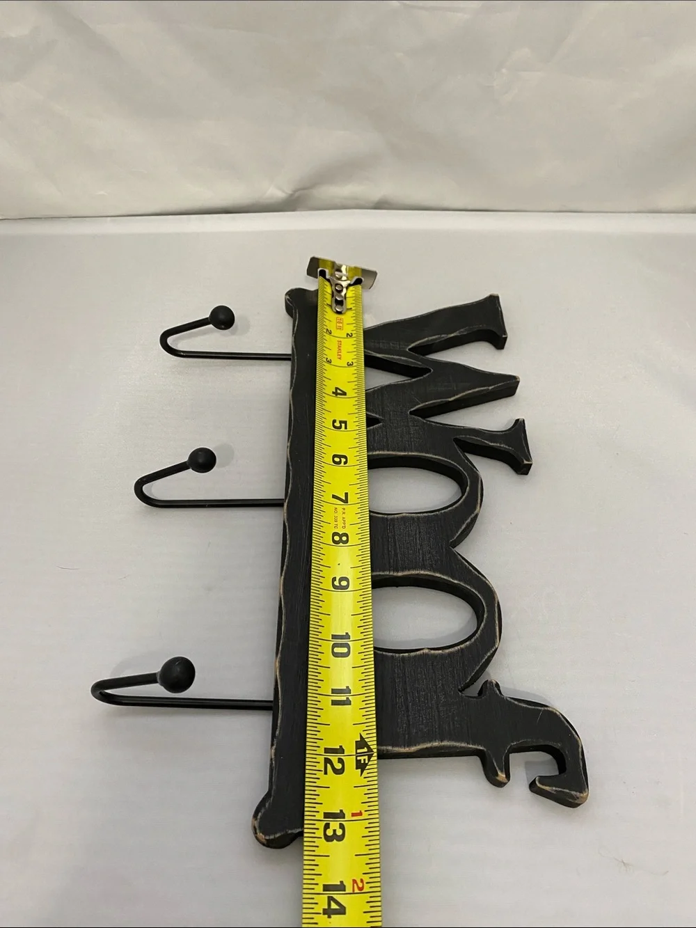 Woof Wall Hook Rack in Distressed Black - Home Wall Decor